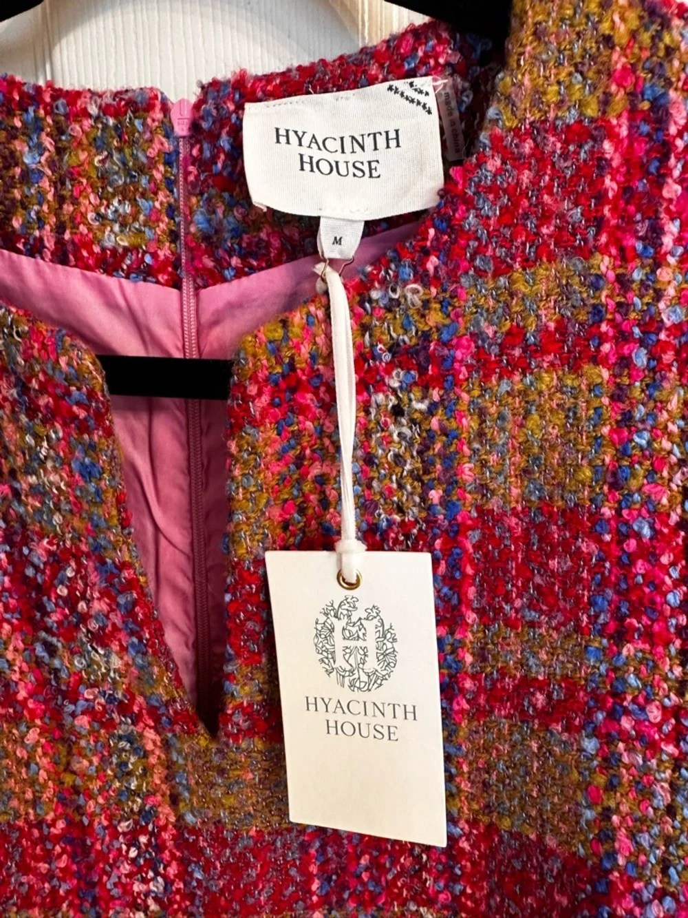 Hyacinth House-Tuckernuck Pink Multi Tweed Eadie Mini Dress Size M $148 NWT - Picture 10 of 10